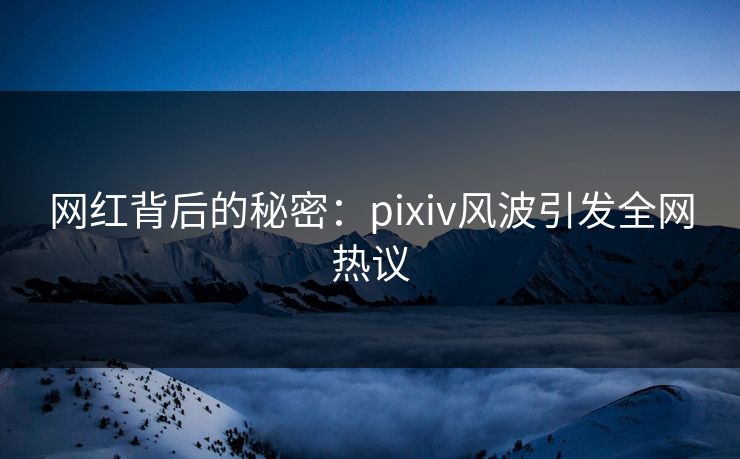 网红背后的秘密：pixiv风波引发全网热议