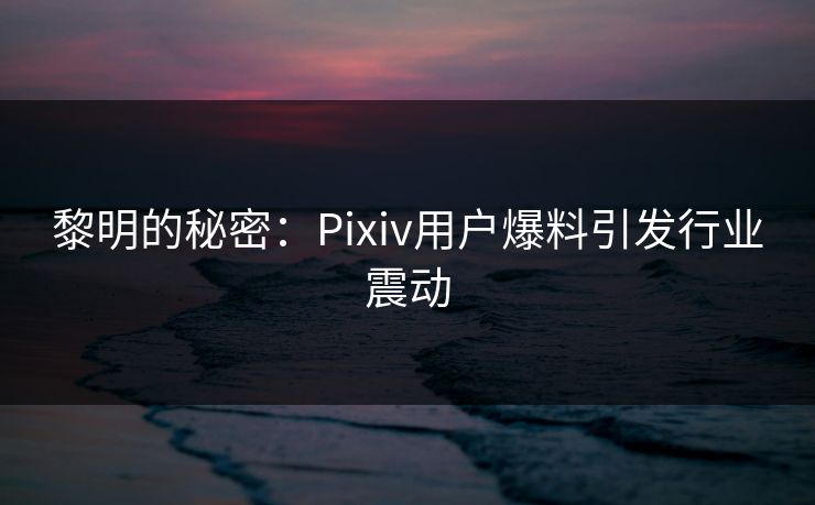 黎明的秘密：Pixiv用户爆料引发行业震动