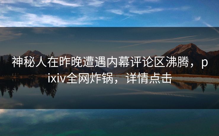 神秘人在昨晚遭遇内幕评论区沸腾，pixiv全网炸锅，详情点击
