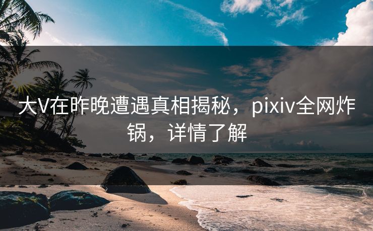 大V在昨晚遭遇真相揭秘，pixiv全网炸锅，详情了解