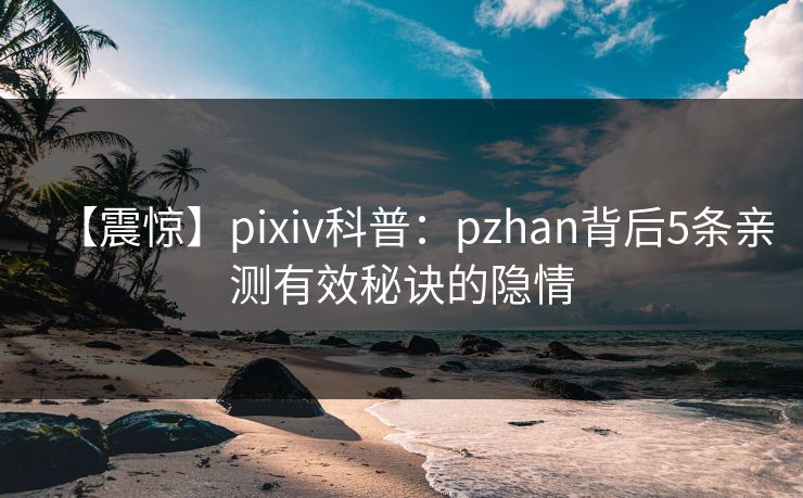 【震惊】pixiv科普：pzhan背后5条亲测有效秘诀的隐情