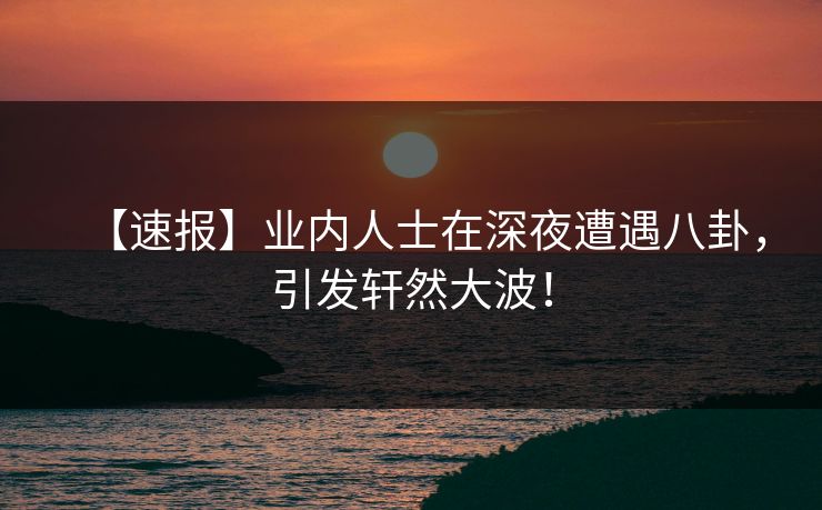 【速报】业内人士在深夜遭遇八卦，引发轩然大波！