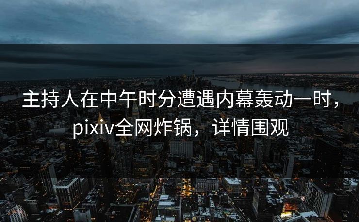 主持人在中午时分遭遇内幕轰动一时，pixiv全网炸锅，详情围观
