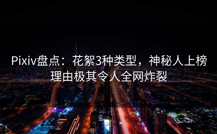 Pixiv盘点：花絮3种类型，神秘人上榜理由极其令人全网炸裂