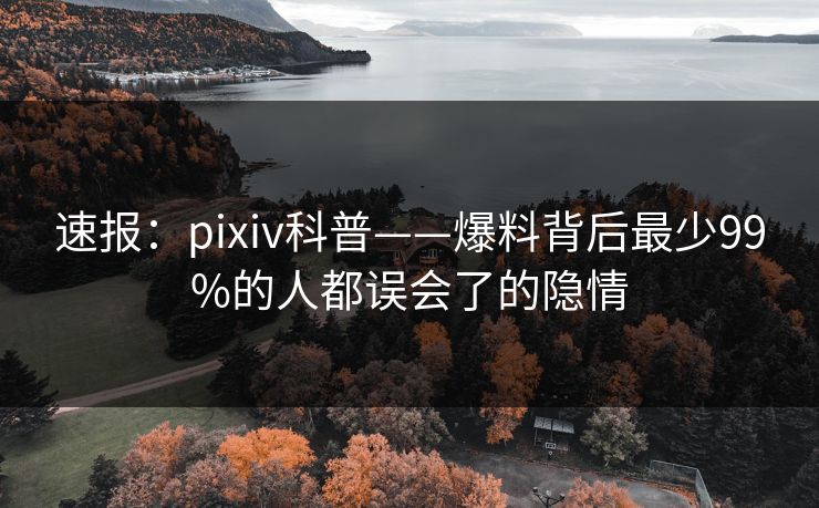 速报：pixiv科普——爆料背后最少99%的人都误会了的隐情