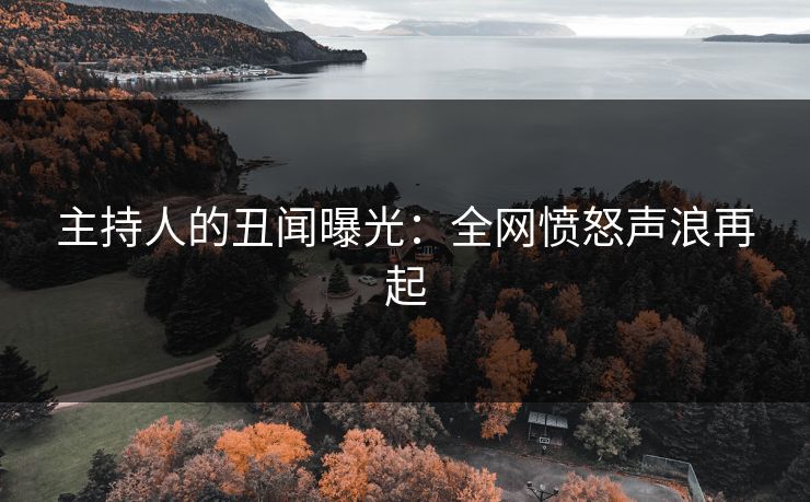 主持人的丑闻曝光：全网愤怒声浪再起