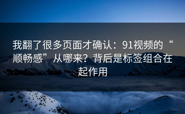 我翻了很多页面才确认：91视频的“顺畅感”从哪来？背后是标签组合在起作用