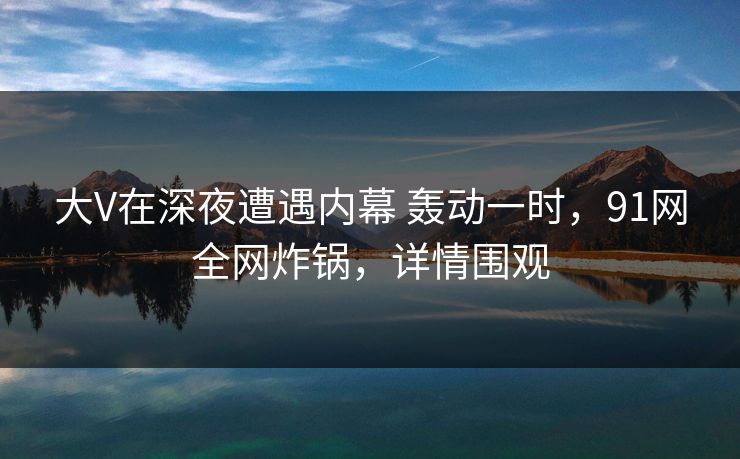 大V在深夜遭遇内幕 轰动一时，91网全网炸锅，详情围观